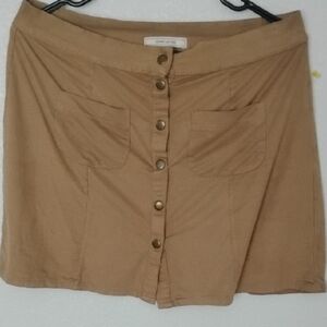 Adam Levine Collection Camel Button-Front Mini Skirt